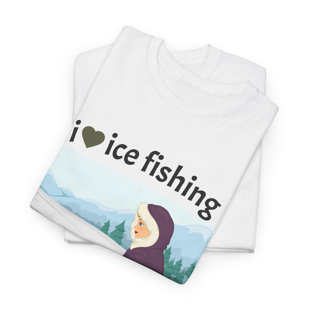 I Love Ice Fishing tee | Ice Fishing Graphic T-Shirt, Winter Outdoors Fishing Shirt