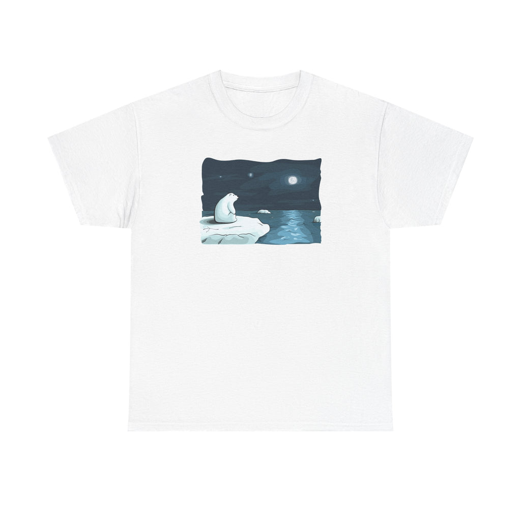 Lonely Polar Bear on Ice Tee | Moonlit Arctic Night