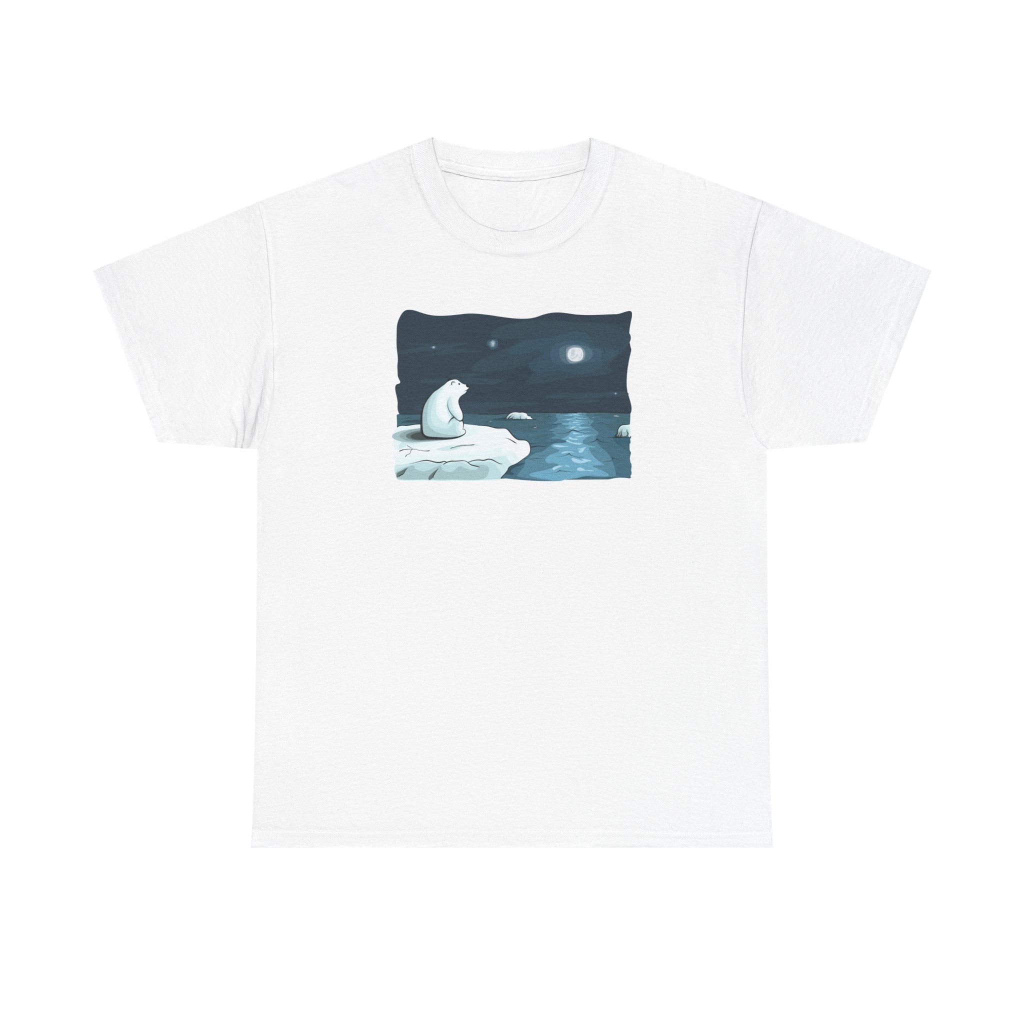 Lonely Polar Bear on Ice Tee | Moonlit Arctic Night