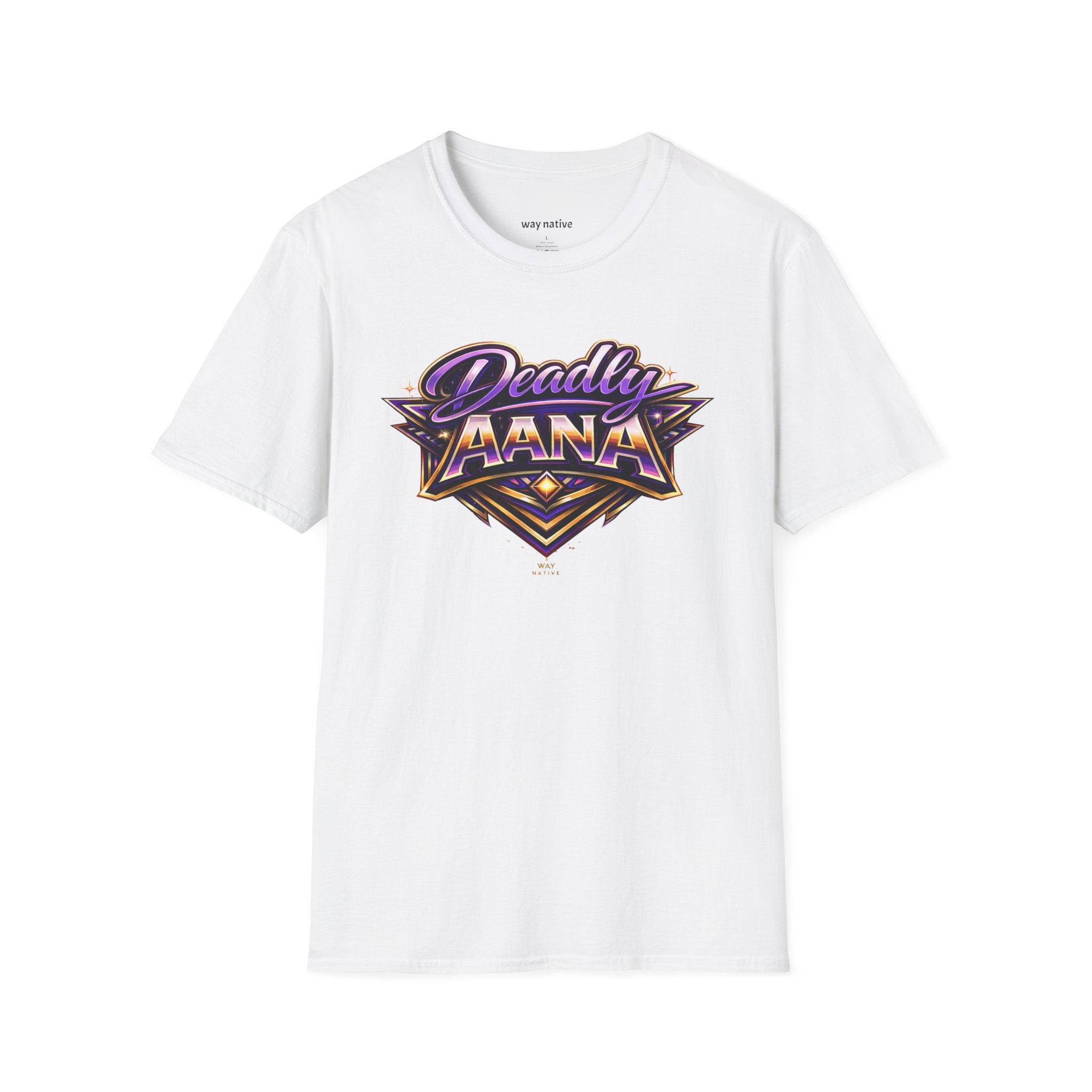 Deadly Aana Graphic T‑Shirt — Retro Purple & Gold Gaming Logo Tee