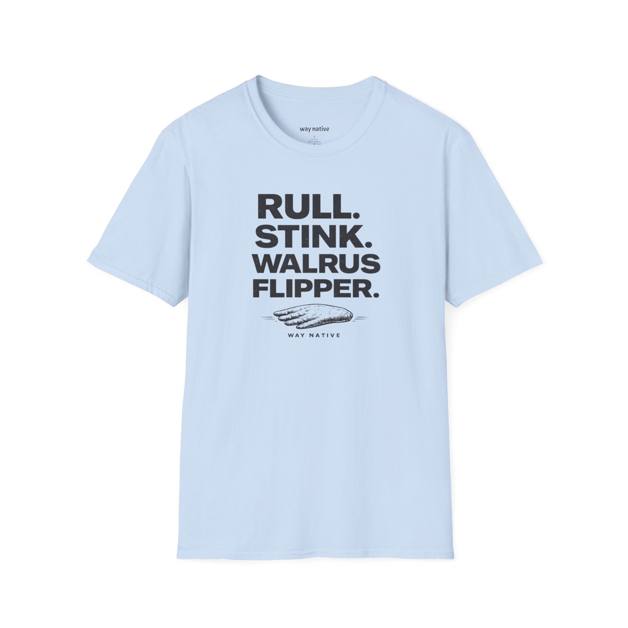 Walrus Flipper Graphic T-Shirt — 'Rull. Stink. Walrus Flipper.' Vintage Marine Humor Tee