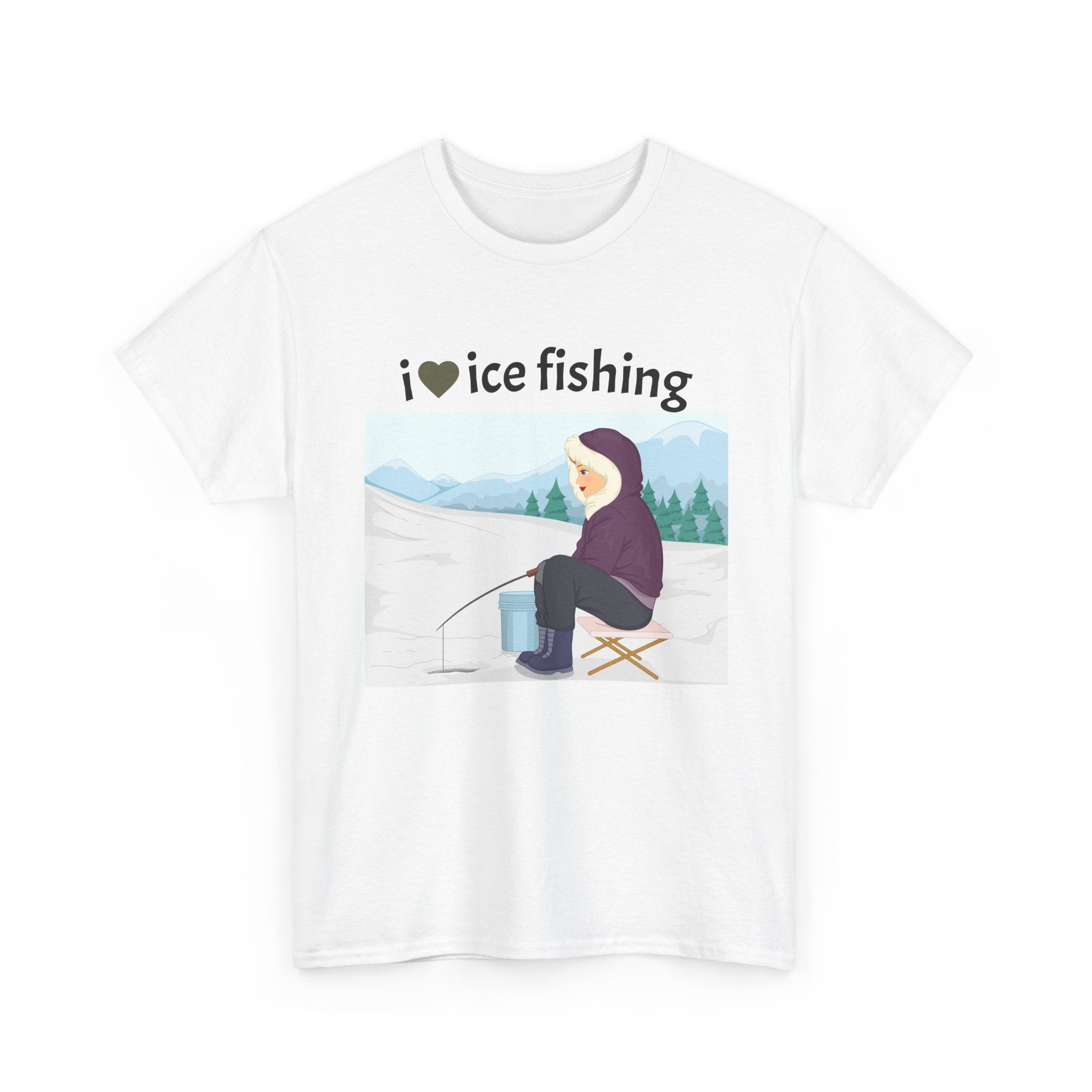 I Love Ice Fishing tee | Ice Fishing Graphic T-Shirt, Winter Outdoors Fishing Shirt