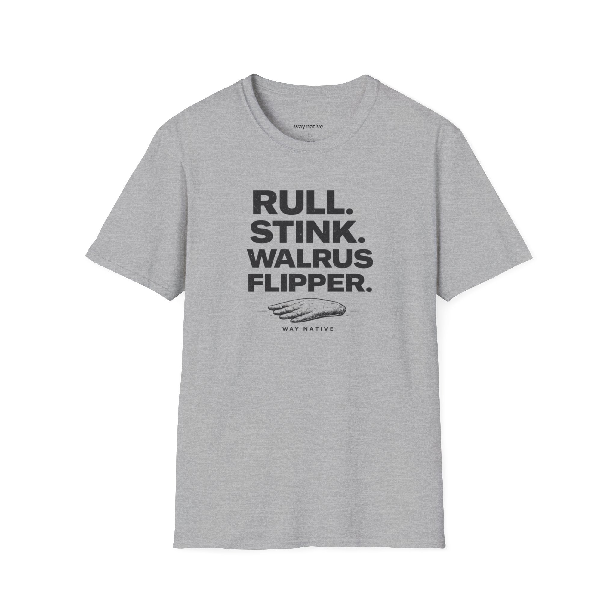 Walrus Flipper Graphic T-Shirt — 'Rull. Stink. Walrus Flipper.' Vintage Marine Humor Tee
