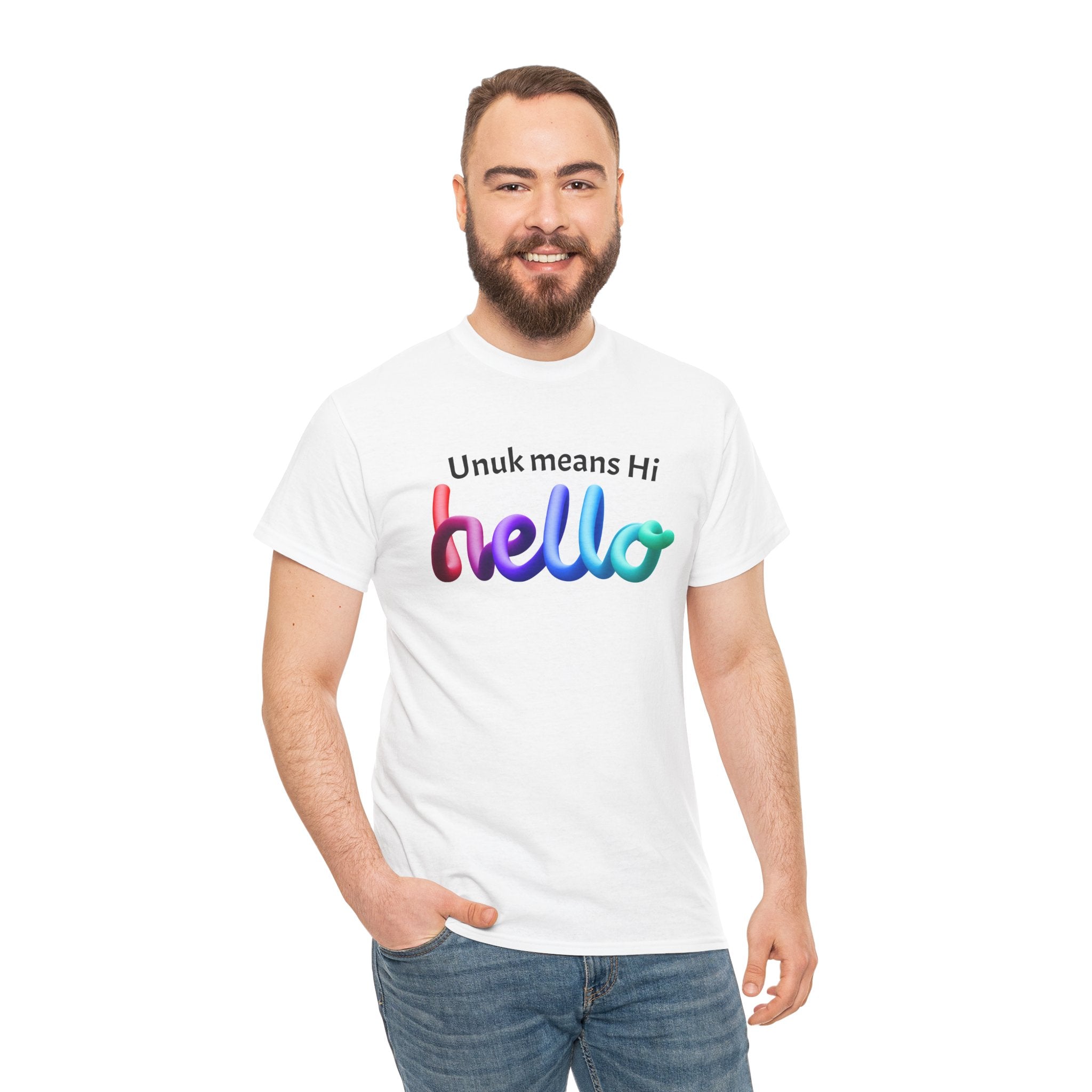 Unuk Means Hi hello T-Shirt | Colorful 3D Script, Greeting Tee