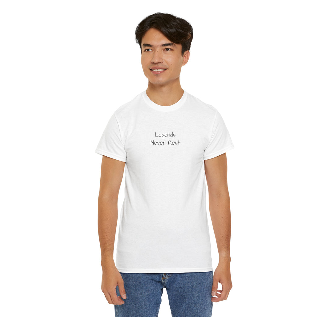 Legends Never Rest Tee | Minimal Script Graphic Shirt