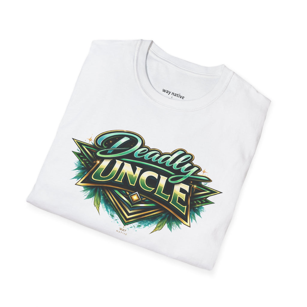 Deadly Uncle Graphic T-Shirt — Retro Green Shield Design