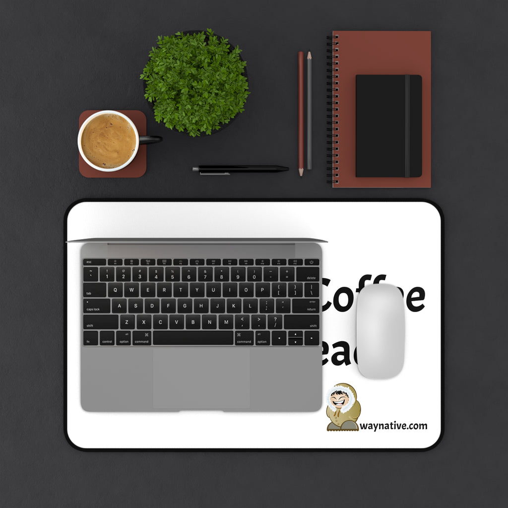 Desk Mat — "Powered by Coffee and Frybread" Decorative Office Mousepad