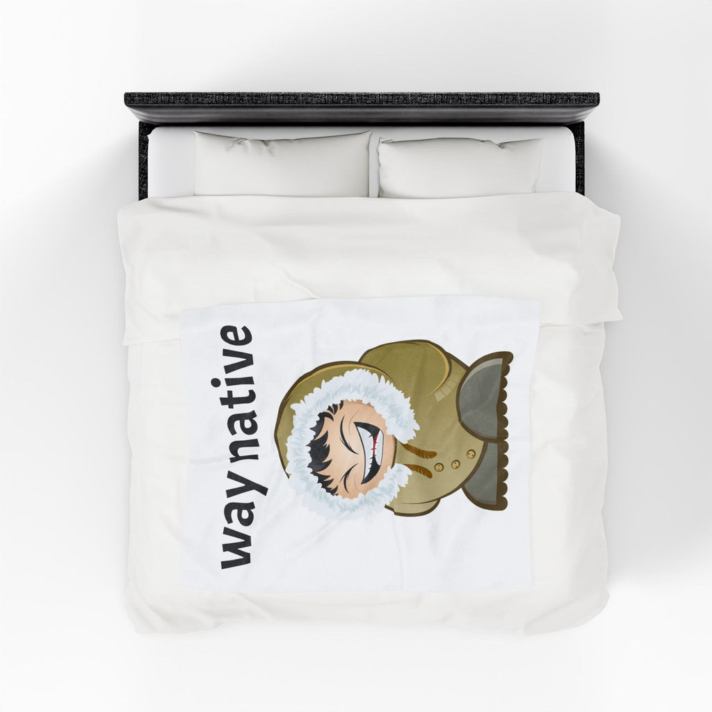 Way Native Eskimo Cartoon Velveteen Plush Blanket – Cozy Arctic Humor Throw