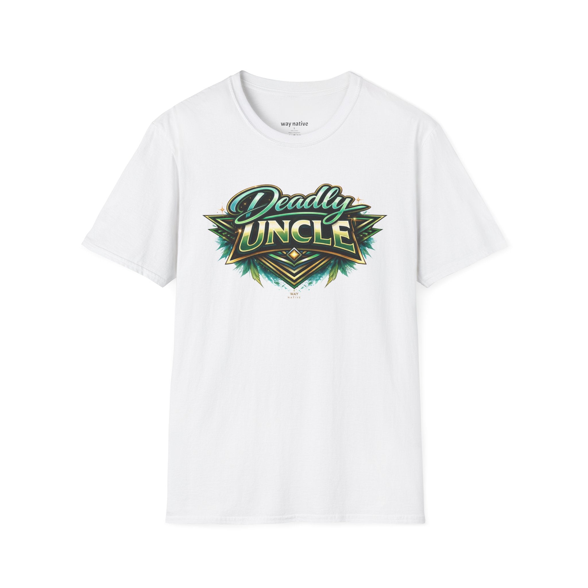 Deadly Uncle Graphic T-Shirt — Retro Green Shield Design
