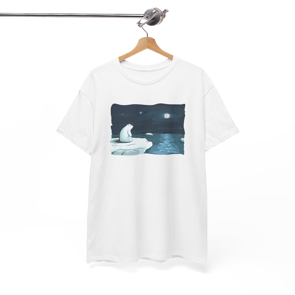 Lonely Polar Bear on Ice Tee | Moonlit Arctic Night
