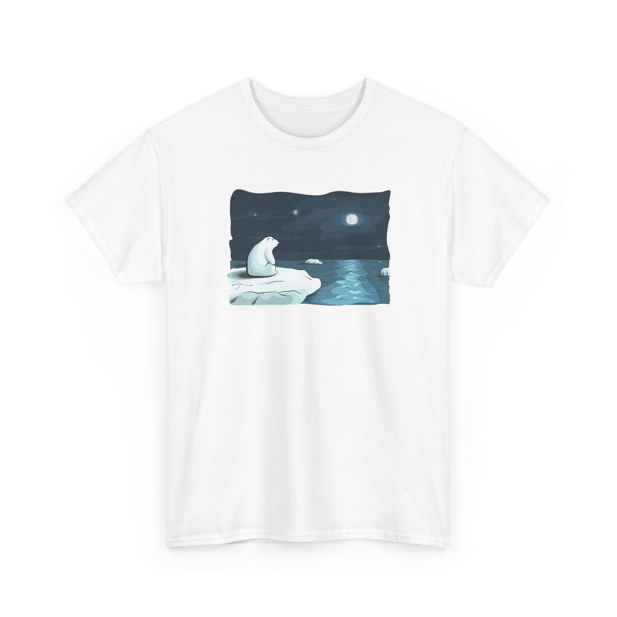 Lonely Polar Bear on Ice Tee | Moonlit Arctic Night