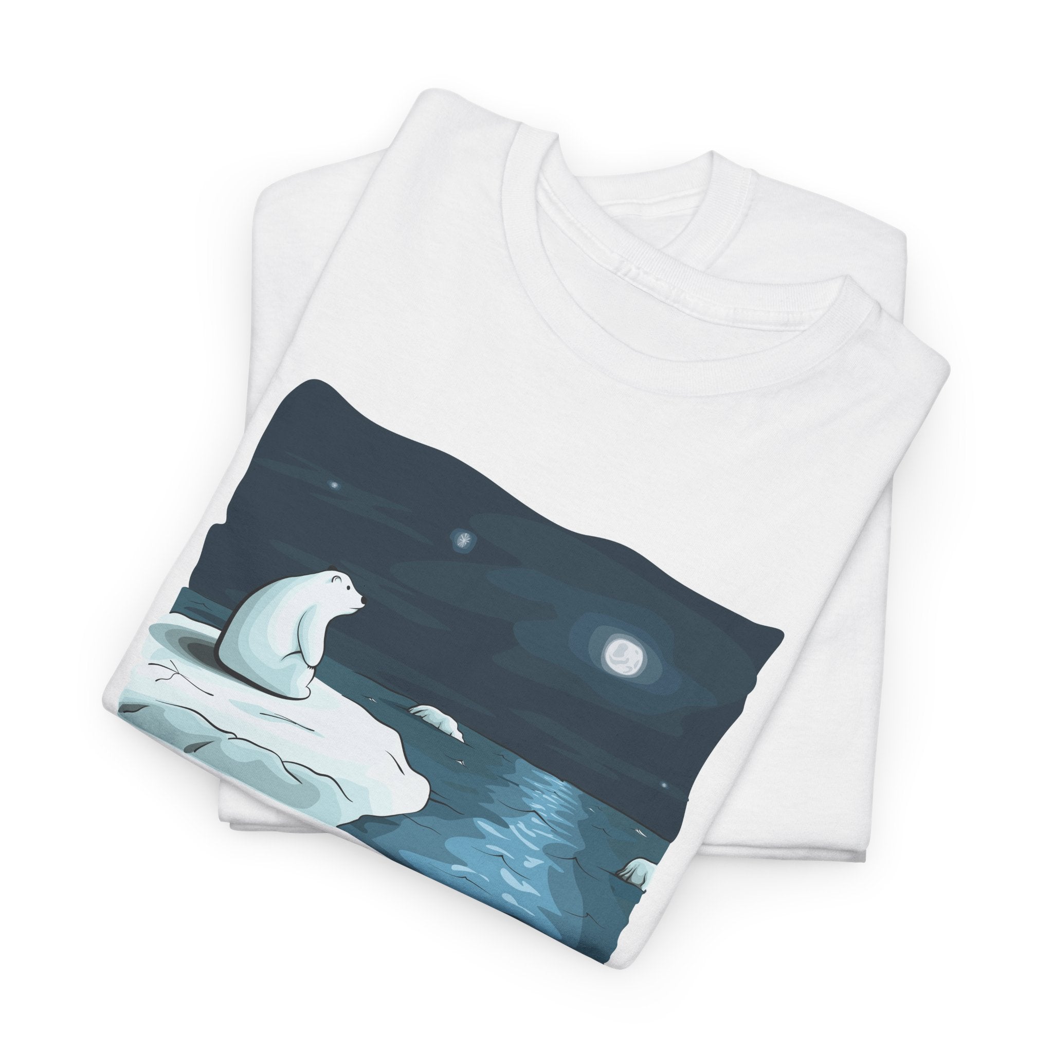 Lonely Polar Bear on Ice Tee | Moonlit Arctic Night