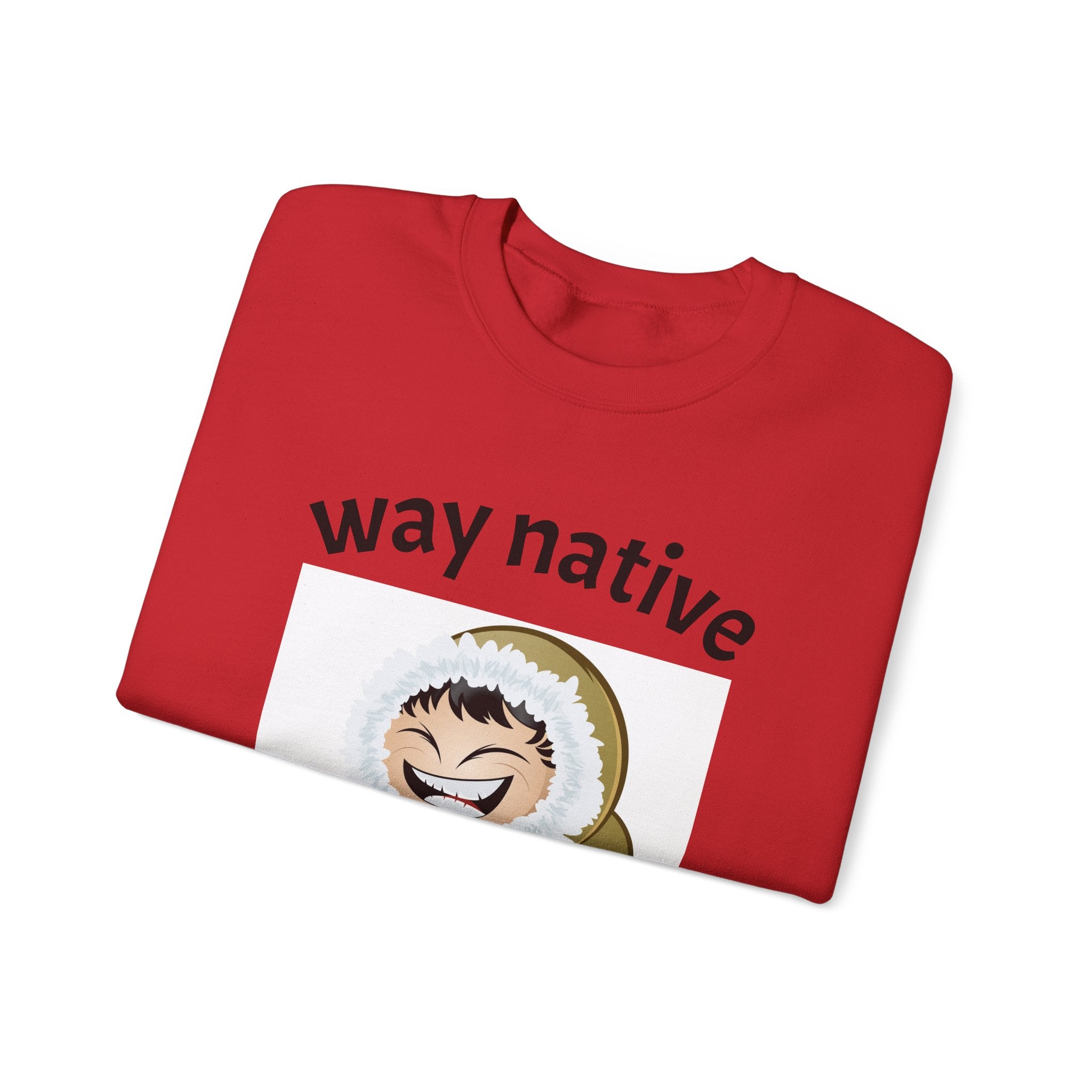 Crewneck Sweatshirt — "way native" Minimal Text Graphic, Casual Everyday Pullover
