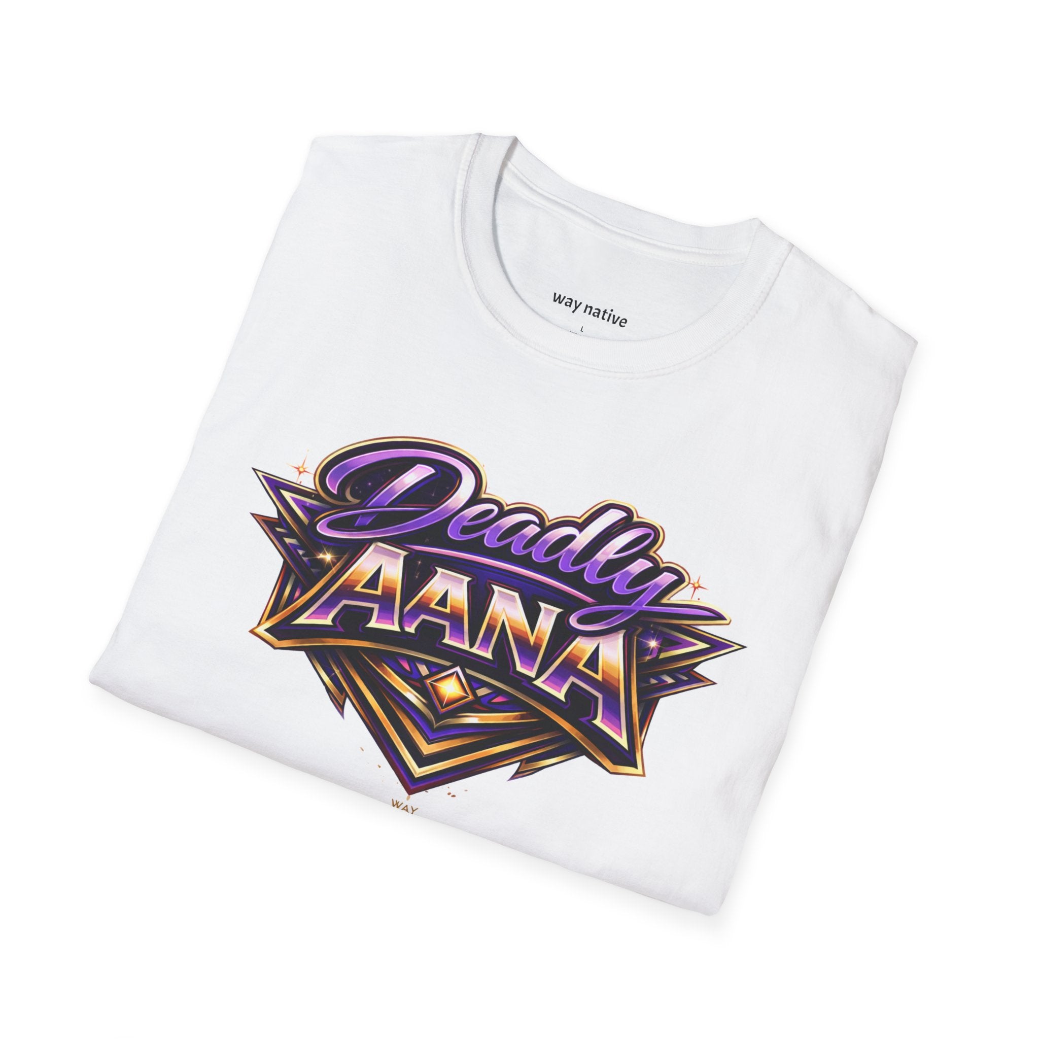 Deadly Aana Graphic T‑Shirt — Retro Purple & Gold Gaming Logo Tee